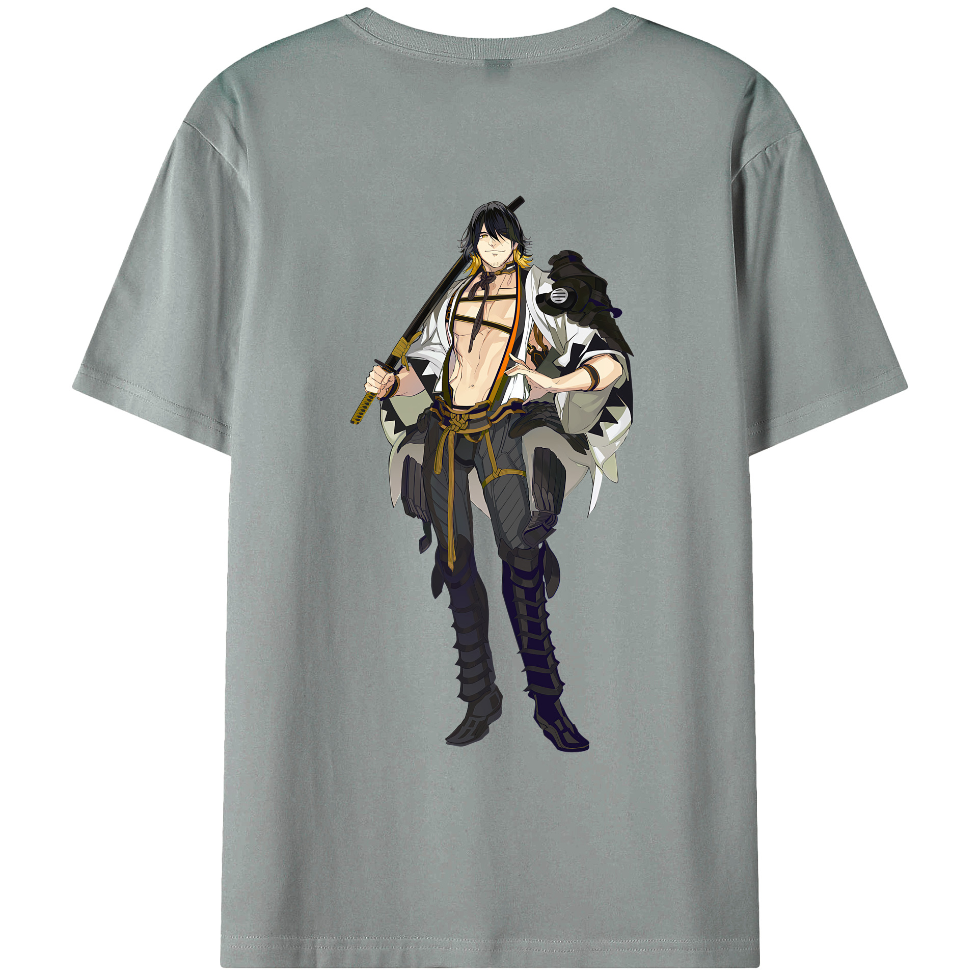 （画像用） 刀剣乱舞 Touken Ranbu 綿100％ メンズ半袖Tシャツ（バックプリント） 通気性